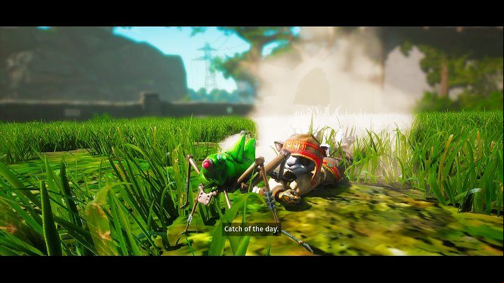After the training with Muma, you will have to catch the Automaton - a small automatic grasshopper - Biomutant: An Alliance - walkthrough - Present Day - Biomutant Guide