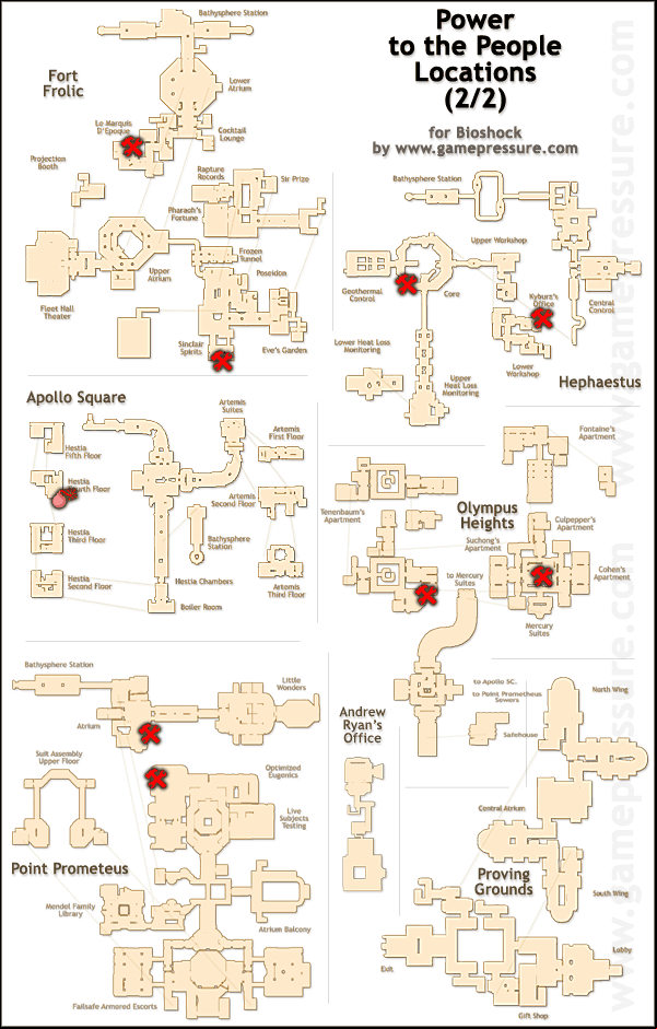 2 - Weapon Upgrade Stations Maps for Bioshock - Weapons, tonics, and plasmids - Bioshock Game Guide