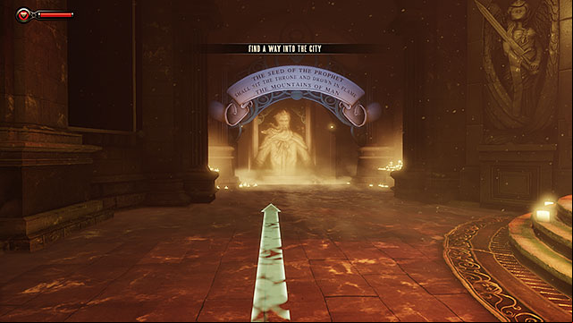 Once youve exited the rocket examine the benches found in the first room and then choose the left corridor - Find a way to the city | Chapter 2 - Welcome Center - Chapter 2 - Welcome Center - BioShock Infinite Guide