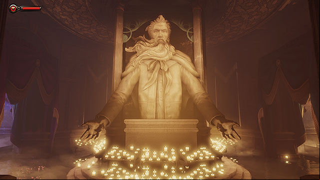 There are smaller chapels on both sides of Father Comstocks bust - Find a way to the city | Chapter 2 - Welcome Center - Chapter 2 - Welcome Center - BioShock Infinite Guide