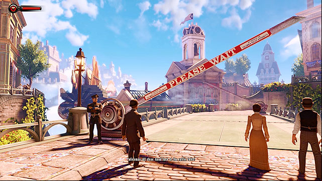 Get back to the streets and proceed towards a parade flying over the city - Find the statue of Columbia | Chapter 2 - Welcome Center - Chapter 2 - Welcome Center - BioShock Infinite Guide