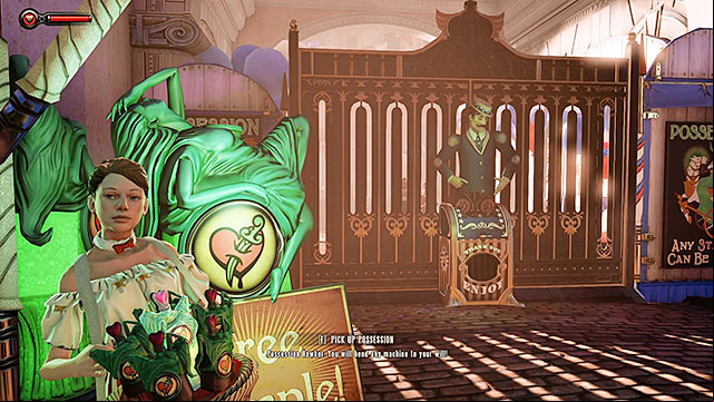 Once youre done exploring the fair and interacting with the attractions approach a stand that offers a free sample of a vigor named Possession - Go to the Monument Island and find the girl | Chapter 2 - Welcome Center - Chapter 2 - Welcome Center - BioShock Infinite Guide