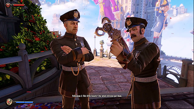 On your way to the lottery youll also encounter two policemen - Go to the Monument Island and find the girl | Chapter 2 - Welcome Center - Chapter 2 - Welcome Center - BioShock Infinite Guide