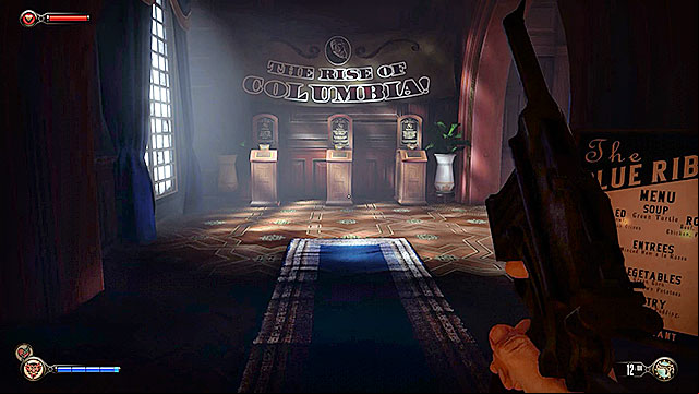 As soon as youve entered the The Blue Ribbon Restaurant you should turn around - Go to the Monument Island and find the girl (part 1) | Chapter 4 - Comstock Center Rooftops - Chapter 4 - Comstock Center Rooftops - BioShock Infinite Guide