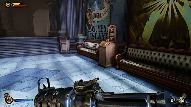 After entering the gondola station you will be allowed to interact with Veni, Vidi, Vigor - Find a gondola to Monument Island | Chapter 5 - Monument Island Gateway - Chapter 5 - Monument Island Gateway - BioShock Infinite Guide