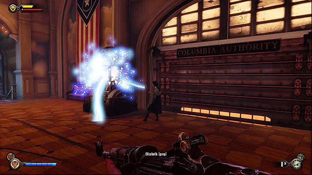 When youll approach the exit from the pavilion the electricity will malfunction and the door will close - Take Elizabeth to the First Lady airship | Chapter 8 - Soldiers Field - Chapter 8 - Soldiers Field - BioShock Infinite Guide