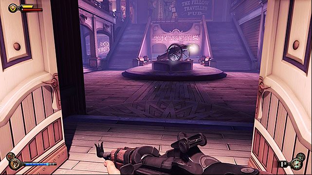 Keep fighting until youve won and then go to the ticket office - Find Shock Jockey at the Hall of Heroes | Chapter 8 - Soldiers Field - Chapter 8 - Soldiers Field - BioShock Infinite Guide