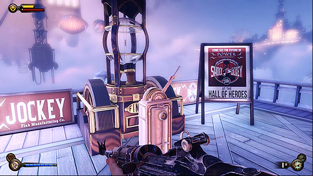 Use the Shock Jockey vigor on an electrical node in order to power up a control - Return to Soldiers Field and power up the gondola | Chapter 12 - Return to Hall of Heroes - Chapter 12 - Return to Hall of Heroes - BioShock Infinite Guide