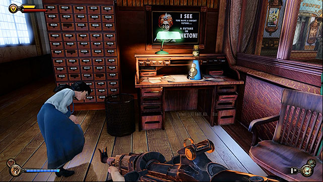 A locked room can be found nearby - Find a way into Finkton | Chapter 16 - Worker Induction Center / Finkton Proper - Chapter 16 - Worker Induction Center / Finkton Proper - BioShock Infinite Guide