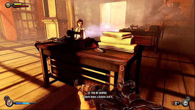 Explore the area behind Finks factory (to the left of the job fair) to find a tailor workshop with a very unusual red tear - Find the gunsmith Chen Lin | Chapter 17 - Plaza of Zeal - Chapter 17 - Plaza of Zeal - BioShock Infinite Guide