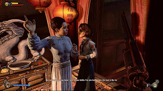 Once youve properly searched the top floor of the workshop you should hear someone crying behind the Buddas altar - Find the gunsmith Chen Lin | Chapter 17 - Plaza of Zeal - Chapter 17 - Plaza of Zeal - BioShock Infinite Guide