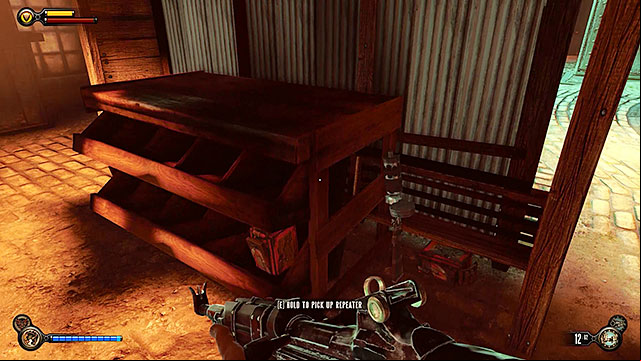 Youll also find a small stand near the entrance to the bar - Find Shantytowns police impound | Chapter 21 - Shantytown - Chapter 21 - Shantytown - BioShock Infinite Guide