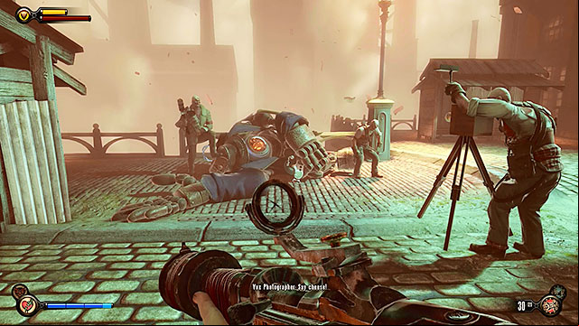 Use the well-known path leading towards the Graveyard Shift Bar - Return to the gunsmiths workshop part 5 | Chapter 23 - Bull Yard - Chapter 23 - Bull Yard - BioShock Infinite Guide