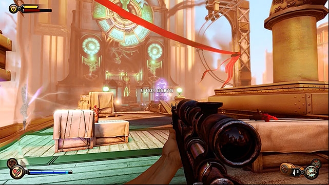 Your job is to fight your way to a gate located on the other side of this area - Go to the factory and take back the First Lady airship part 1 | Chapter 25 - On to the Factory - Chapter 25 - On to the Factory - BioShock Infinite Guide