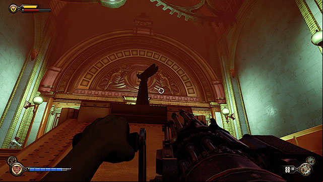 Once youve landed on a platform you should notice that the gate leading to the factory has opened - Take out the zeppelin | Chapter 26 - Factory Courtyard - Chapter 26 - Factory Courtyard - BioShock Infinite Guide