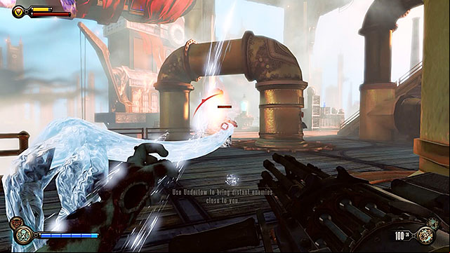 Some dramatic events will take place in Finks office in the middle of the square - Go to the factory and take back the First Lady airship part 2 | Chapter 27 - The Factory - Chapter 27 - The Factory - BioShock Infinite Guide