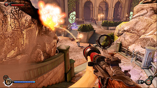Search the luggage belonging to the escaping citizens of Columbia and then use the stairs leading to Port Prosperity - Go to Comstock house part 1 | Chapter 28 - Emporia - Chapter 28 - Emporia - BioShock Infinite Guide