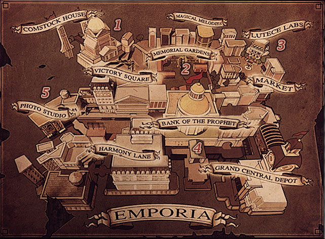 The following two chapters take place in the same large location - Downtown Emporia - Introduction | Chapter 30 - Downtown Emporia - Chapter 30 - Downtown Emporia - BioShock Infinite Guide