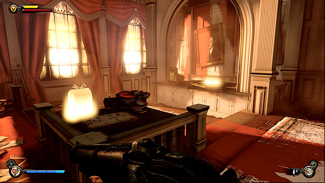 Once youve won the battle open a locked store with some paintings which is located on the left side of the alley - Go to Comstock house part 3 | Chapter 30 - Downtown Emporia - Chapter 30 - Downtown Emporia - BioShock Infinite Guide
