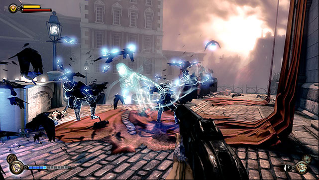 As soon as youve returned to Lady Comstocks statue her spirit will appear for the last time to challenge you in a duel - Return to Comstock gate | Chapter 31 - Memorial Gardens - Chapter 31 - Memorial Gardens - BioShock Infinite Guide