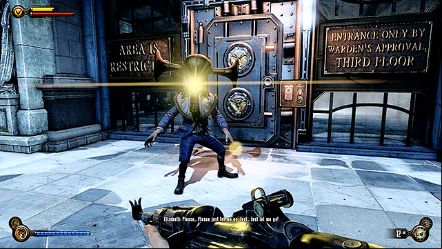 After youve entered the building start moving forward and youll soon reach a closed gate thats guarded by a Boy of Silence - Find Elizabeth | Chapter 32 - Comstock House - Chapter 32 - Comstock House - BioShock Infinite Guide