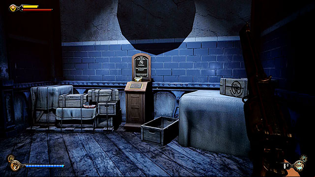 Exit the warehouse to return to the atrium and find a corridor leading to the projection room (Where We Learn sign) - Go to wardens office | Chapter 33 - The Atrium - Chapter 33 - The Atrium - BioShock Infinite Guide