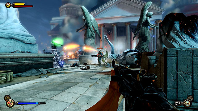Once youve left Comstocks house search the room youre currently standing in very thoroughly and then ask Elizabeth to break a lock on a door leading to the roof - Board Prophet Comstocks zeppelin | Chapter 36 - Hand of the Prophet - Chapter 36 - Hand of the Prophet - BioShock Infinite Guide