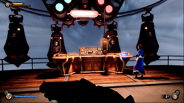 Once youve neutralized all enemy resistance finish your exploration of the lower deck to find a at the zeppelins beak that controls pods with Mechanized Patriots - Clear the hangar bay Sky-Line | Chapter 37 - Hangar Deck - Chapter 37 - Hangar Deck - BioShock Infinite Guide