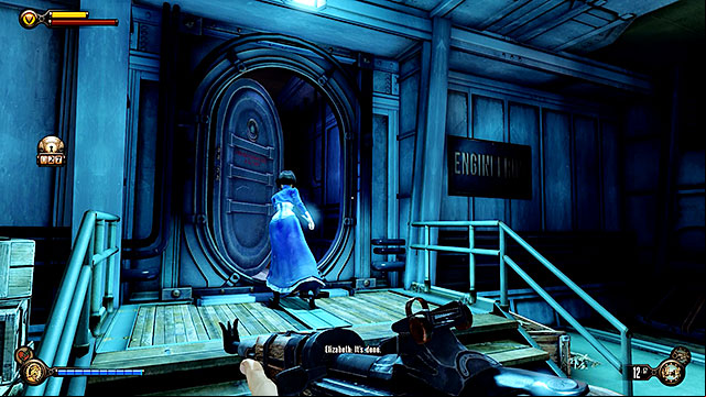 Go back to the lower deck and start moving towards the zeppelins beak - Clear the hangar bay Sky-Line | Chapter 37 - Hangar Deck - Chapter 37 - Hangar Deck - BioShock Infinite Guide
