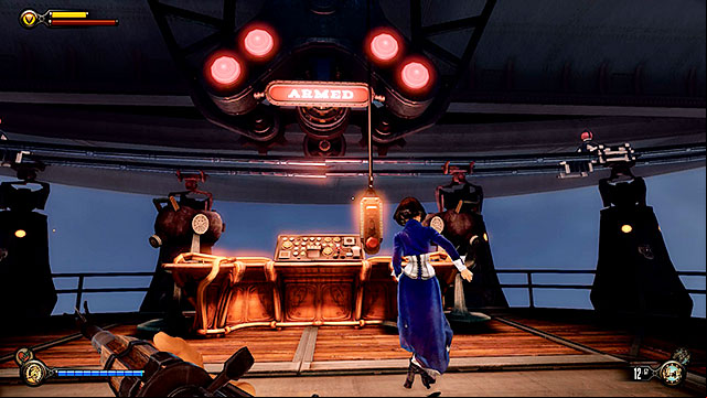 Press a button responsible for releasing pods with new Mechanized Patriots - Clear the main deck Sky-Line | Chapter 37 - Hangar Deck - Chapter 37 - Hangar Deck - BioShock Infinite Guide