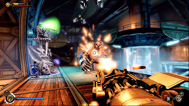 Head further into the deck and you are going to be attacked by soldiers accompanied by a new Handyman - Find a way to the top deck | Chapter 38 - Engineering Deck - Chapter 38 - Engineering Deck - BioShock Infinite Guide
