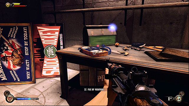 The Courtyard - inside a small warehouse on the ground floor (you can explore it after the battle with Slates men) - Chapters 9-12 | Voxophones in BioShock Infinite - Voxophones - BioShock Infinite Guide