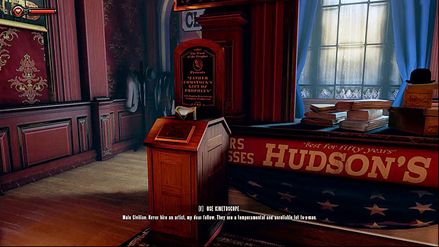 Hudsons tailor shop, to the right of the monumental statue of Father Comstock - Chapters 2-3 | Vantage points in BioShock Infinite - Vantage points - BioShock Infinite Guide