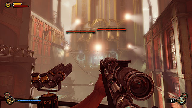 The Bull Yard - on a balcony opposite the police precinct - Chapters 21-26 | Vantage points in BioShock Infinite - Vantage points - BioShock Infinite Guide