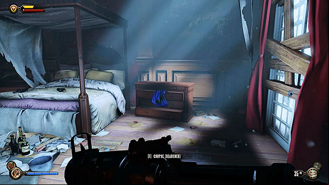 Gondola to Monument Island - behind a dresser found next to the bed in the abandoned apartment guarded by the police - Chapters 4-5 | Gear in BioShock Infinite - Gear - BioShock Infinite Guide
