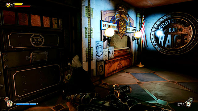 Youll find a locked armory on the left side of the buildings first floor - Safes and locked doors (chapters 8-28) | Lockpicks in BioShock Infinite - Lockpicks - BioShock Infinite Guide