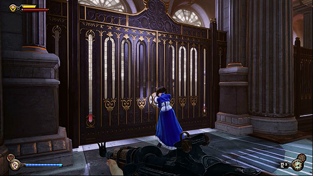 Enter the gondola station and find a locked gate to the left - Safes and locked doors (chapters 8-28) | Lockpicks in BioShock Infinite - Lockpicks - BioShock Infinite Guide