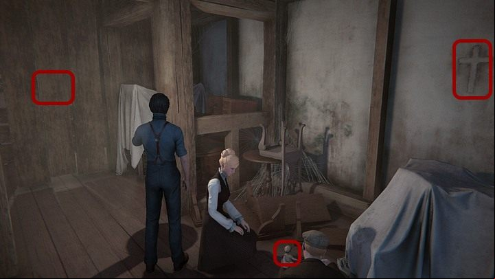 Talk to Eddie who is currently sitting on the floor on your right and take a look at one of his dolls - Follow Ailsa to the attic | Black Mirror Walkthrough - Chapter 3 - Black Mirror Guide