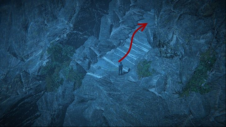 Make your way left until youve reached a set of stairs formed in the rock - Stop Eddie | Black Mirror Walkthrough - Chapter 3 - Black Mirror Guide