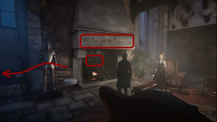 After getting back from the castle, talk to granny sitting on the couch - Open the age through the fireplace | Walkthrough - Chapter 5 - Black Mirror Guide