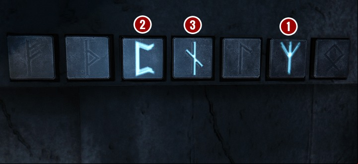 According to the tablet, Algiz rune (a tree) is first and the Gebo (a kind of an X, only skewed) is last - Open the age in the fireplace pt. 2 | Walkthrough - Chapter 5 - Black Mirror Guide