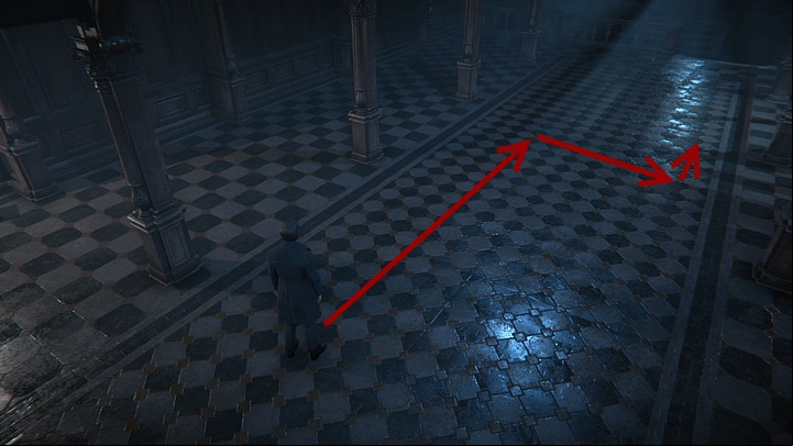 Go straight ahead, keeping to the left side along the columns - Find Andrew | Walkthrough - Chapter 5 - Black Mirror Guide