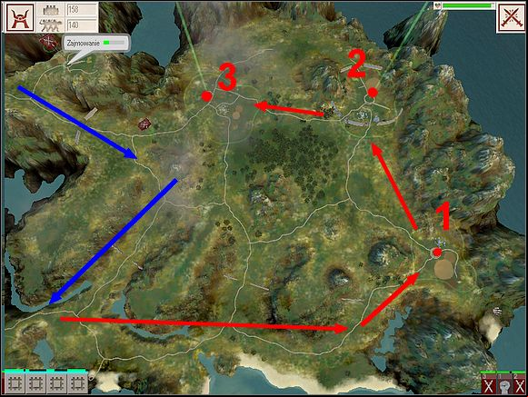Conquer just as the arrows show, moving by the 'south' beachside - LAND SIX - gameplay - Black and White 2 - Game Guide and Walkthrough