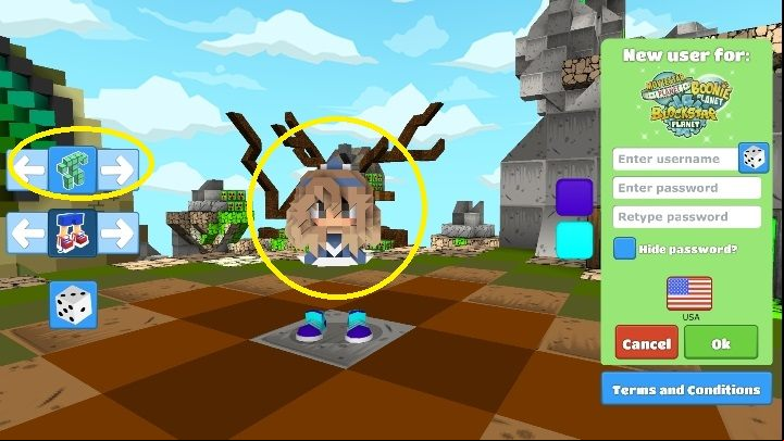 First select the head and body of your hero - Step 2 - Character creation in BlockStarPlanet - 10 steps to start - BlockStarPlanet Guide
