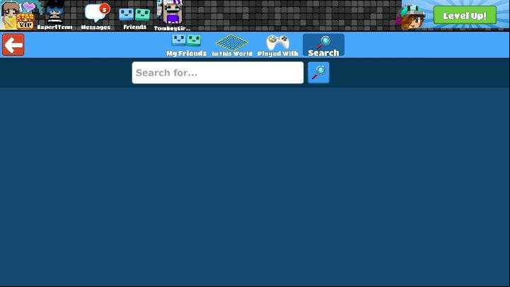 Click the magnifier icon under the friends tab - Step 5 - Acquaintances in BlockStarPlanet - 10 steps to start - BlockStarPlanet Guide