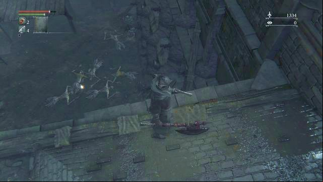 Carefully jump down. - Central Yharnam - Sewers | Walkthrough - Walkthrough - Bloodborne Game Guide & Walkthrough
