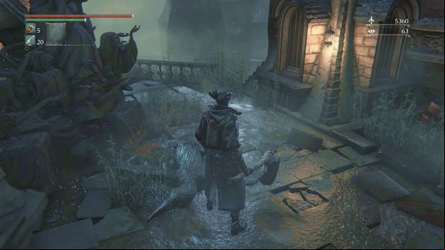 Regardless of whether you enter the square straight away via the ladder, or by walking around it on the left side, it is a good idea to explore this location - Old Yharnam | Walkthrough - Walkthrough - Bloodborne Game Guide & Walkthrough
