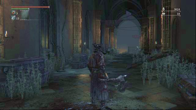 A hooded enemy will jump on you from above. - Old Yharnam | Walkthrough - Walkthrough - Bloodborne Game Guide & Walkthrough
