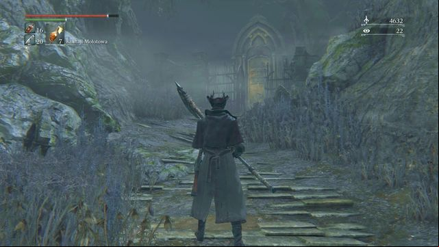 If you turn right and go up the stairs, you will unlock a gate. - Forbidden Woods | Walkthrough - Walkthrough - Bloodborne Game Guide & Walkthrough
