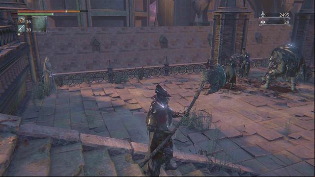 Enemies are in a strong group, but if you move fast you can by them. - Yahargul, Unseen Village - Yahargul Chapel | Walkthrough - Walkthrough - Bloodborne Game Guide & Walkthrough